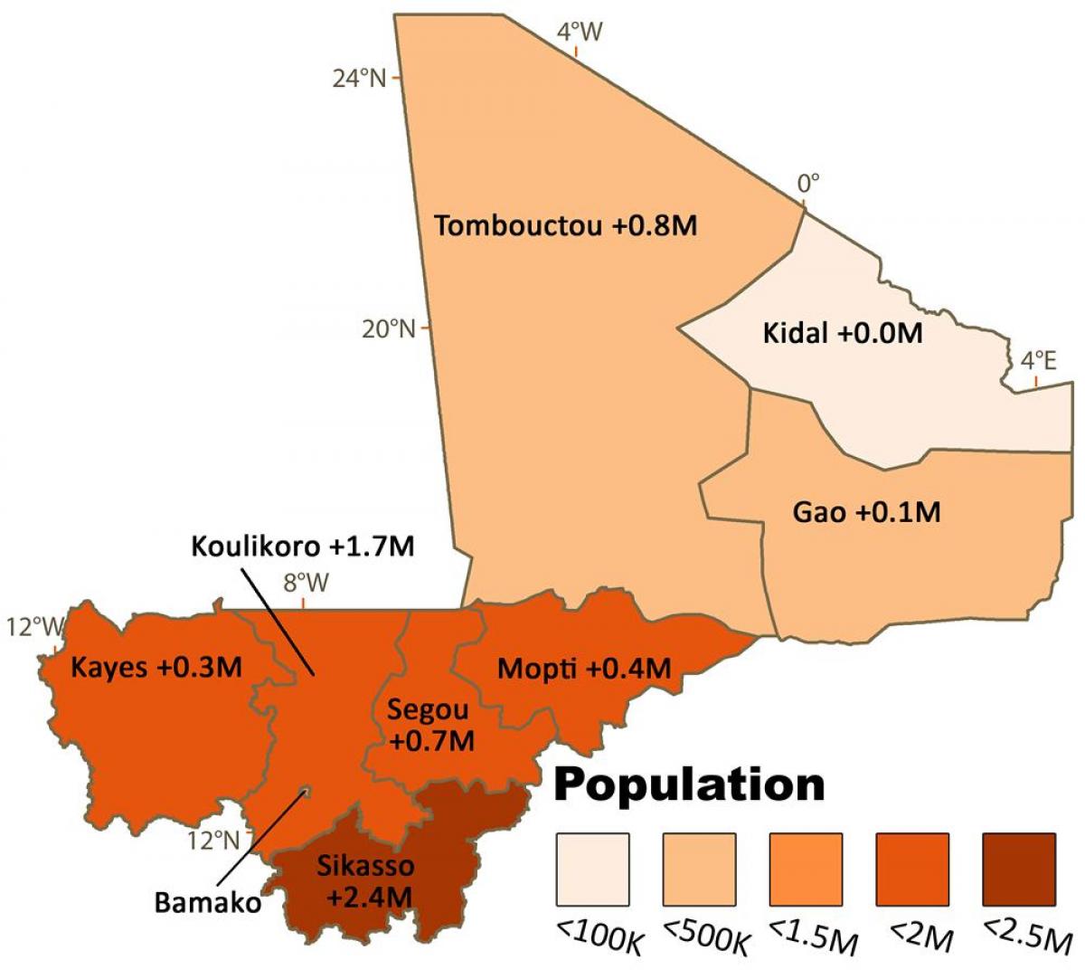 Карта Малі населення