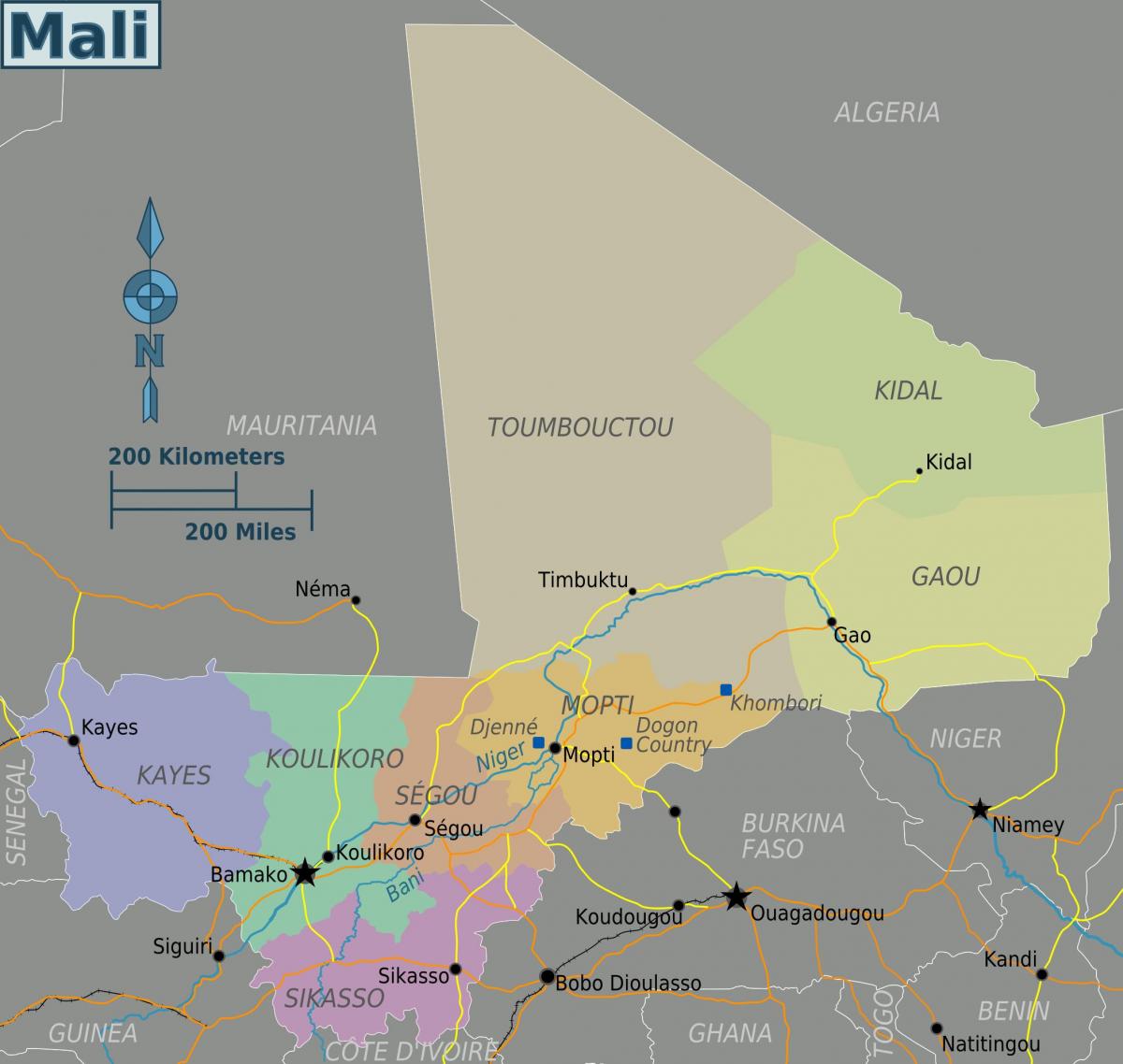 Карта Малі регіонів